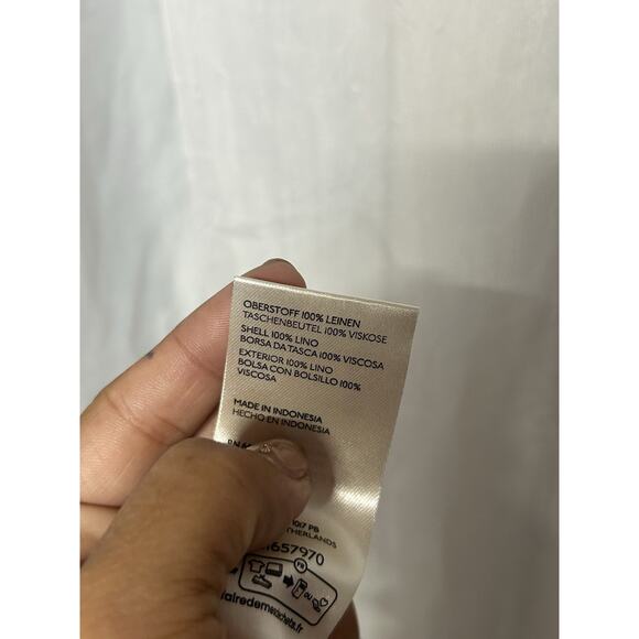 Anthropologie The Somerset Beige Linen Pull-On Wide Leg Pants Med Lagenlook - Picture 6 of 7